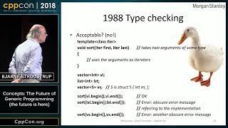 CppCon 2018: Bjarne Stroustrup “Concepts: The Future of Generic Programming (the future is here)”