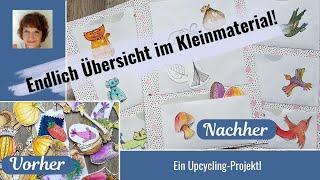 Embellishment / Ephemera - So bekommst du Übersicht ins Kleinmaterial  ein Upcyclingsprojekt