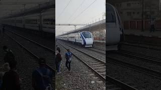 Dangerous Overtake By Vande Bharat Express . #youtube #youtubeshorts #trending #railway #yt