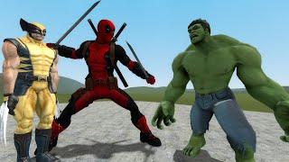 Deadpool and Wolverine vs Hulk: Epic Battle in Garry's Mod!  Who Will Win?