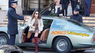 Elegante Lady Arrives in Hotel de Paris with her Vintage Luxury car & Monaco Supercar Spotting