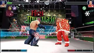 Rey Mysterio adjusts the attitude of 5 star Santa Claus John Cena WWE Mayhem