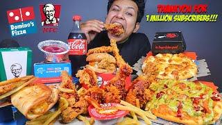 Dominos & KFC Mukbang!!! Cheesy Overload Pizza, Indi Tandoori Pizza, Chicken Zinger Burger & Cake