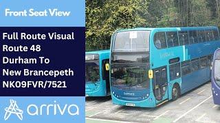 Full Route Visual | Arriva North East Bus Route 48 - Durham To New Brancepeth | NK09FVR/7521