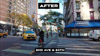 NYC's 2nd Ave Bike Lane Got Wider & They Made Left Turns for Cars Safer For All!