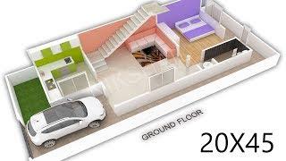 20X45 House plan 3D floor view by nikshail