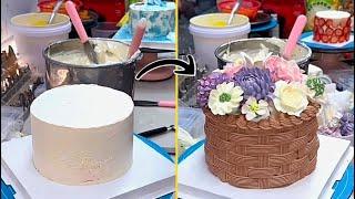 15-minute Flower Basket Cake Piping Decoration.