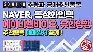 1월 19일 추량파 공개추천종목 / NAVER / 유한양행 / 에이비엘바이오 / 동성화인텍 / SK텔레콤