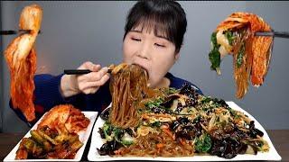 Spicy, japchae, kimchi, mukbang. ASMR.