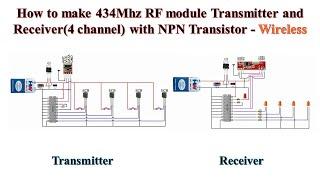 How to make 434Mhz RF module Transmitter and Receiver(4 channel) with NPN Transistor