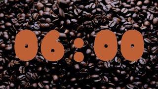 Coffee break countdown timer with music and alarm - 6 minutes