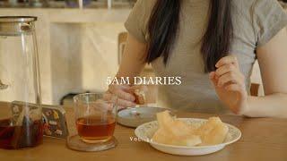 5AM Diaries | 간단한 아침 루틴  | 요가, 스킨케어, 아몬드 스콘