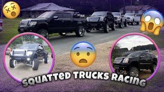 Squatted Trucks Racing At Super Sunday *Dangerous* | Silverado Vs Yukon (MUST WATCH)