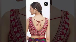 v neck blouse saree  l #fancy #saree #blouse #neck #design #vkLifestyleBoutique