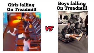 Girls falling on Treadmill  vs Boys falling on Treadmill  || MG edits || #girlsvsboysmemes