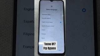 TECNO (BF7) POP 7 PRO Frp bypass without pc  solution video #smartphone #tech #device  #techtok