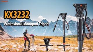 COMAN KX3232 Professional Monopod Tripod with Pan Tilt Fluid Head and Tripod Base