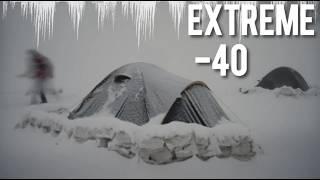 EXTREME (-40°F) Solo Camping 4 Days | Snowstorm & Winter Camping in a Snowstorm HOT TENT