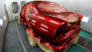 Candy. покраска в КЕНДИ BMW E34. Цвет Ultra Red подложка Brilliance