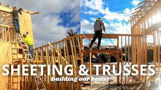 SHEETING the Second Story OF OUR HOUSE | SETTING MORE TRUSSES