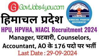 HPU HPVHA NIACL Recruitment 2024 | HP Govt Jobs 2024