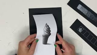 Ice Cream Cone  White Colored Pencil Drawing