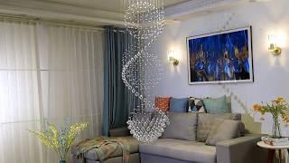 Stairwell crystal raindrop chandelier lights modern staircase pendant lamp