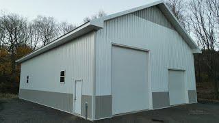 Metal siding, roof, doors, windows and ceiling done.