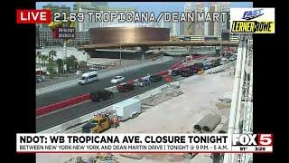 Westbound Tropicana Ave closed in Las Vegas Monday night