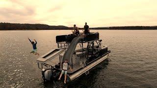 New 2022 Sport Pontoon:  Family-size trampoline boat pontoon