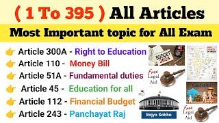 Important articles of indian constitution Tricks | Articles 1 To 395 MCQ | Polity Articles SSC CGL