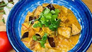 Eggplant Potato Indian Curry w/ Coconut Milk -Naturally Vegan. Rich & Creamy