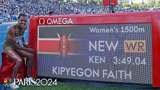 3:49.04! Faith Kipyegon breaks own world record in 1500m at Diamond League Paris | NBC Sports