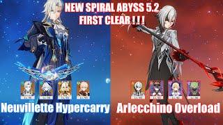 C1 Neuvillette Hypercarry & C0 Arlecchino Overload | NEW Spiral Abyss 5.2 | Genshin Impact