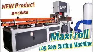 Maxi roll cutting machine testing run maxi roll band saw cutting machine