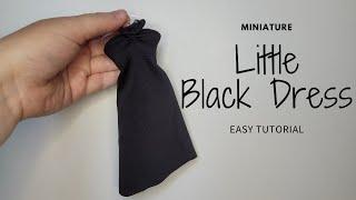 DIY Miniature Little Black Dress | Barbie Doll | How to make Barbie clothes