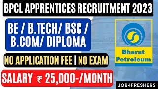 BPCL Recruitment 2023 for Graduate/Diploma Apprentice | Apply Now | Job4freshers