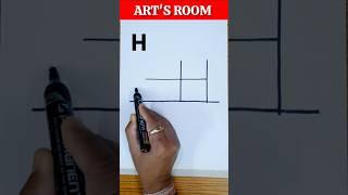 How To Draw A Easy House with Letter H #shorts #youtubeshorts #easydrawing #artsroom