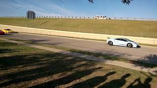 Lamborghini, Ferrari, and Corvette taking off after Cars and Coffee - Dallas/Plano