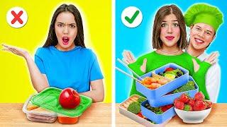 DÉFI NOURRITURE BOÎTE À LUNCH || Nourriture Géante VS Minuscule Pendant 24 heures par 123 GO! FOOD