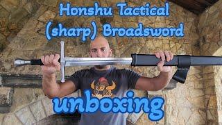 Honshu Tactical Broadsword (sharp) on Amazon (unboxing and cutting)