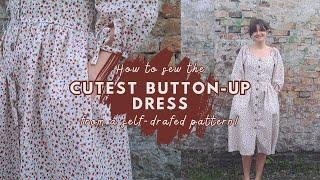 I made the cutest button-up dress from a FREE PATTERN tutorial | Step-by-Step Sewing Tutorial