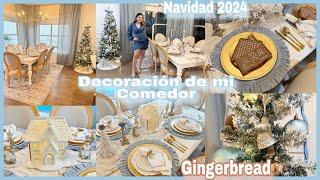 Navidad 2024 Decoración de mi Comedor y árbol de Navidad azul con gingerbread 