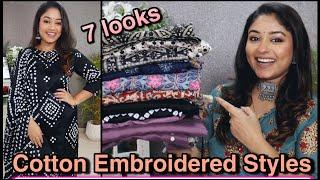 बंधेज, कलमकारी Mirror embroidery outfits for summer in Amazon kurti haul Shopping with Vaishali