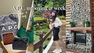 a.p.c. unboxing, what’s in my bag, toni pons shoes, tagaytay getaway  weekly vlog  ph