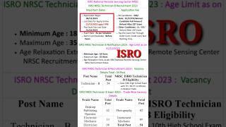 ISRO NRSC Technician B Online Form 2023 //ISRO NRSC Technician B Recruitment 2023 ‍‍‍