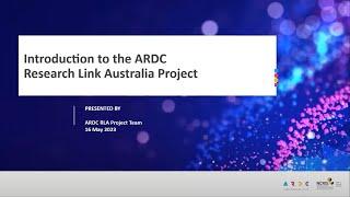 ARDC Research Link Project: Introduction, update and upcoming activities