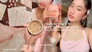 a day in my life as a stay at home girly | painting, journaling, self-care, everyday makeup & more