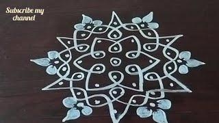 simple melikala muggulu with dots//7*4 dots rangoli// simple rangoli by jamuna