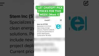 I LET CHATGPT PICK STOCKS THIS WEEK (Week 1)… #chatgpt #ai #finance #stocks #invest #artificial